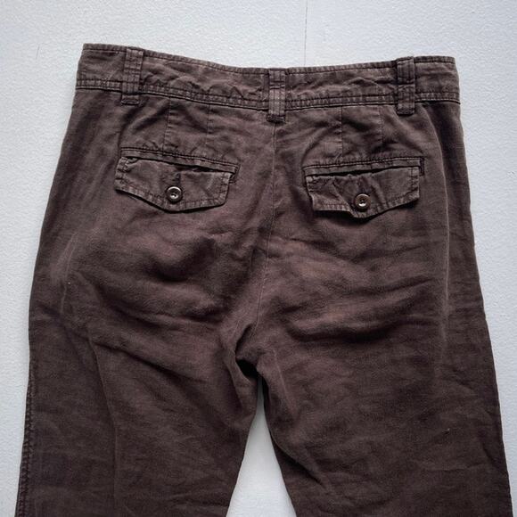 GAP Low Rise Pants: Brown Linen Kick Flares / Sz 0 / Office Siren 2010s - Picture 5 of 8